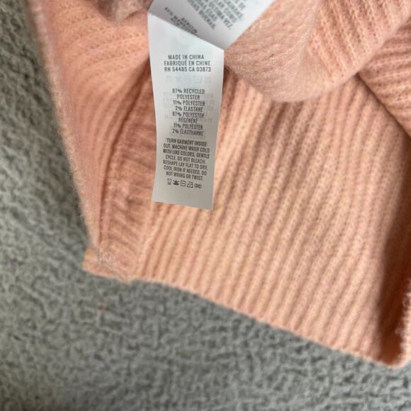 Aerie Sweater Women XS Peach  Button Crop  Solid V Neck Short Sleeve Ribbed - Picture 5 of 9